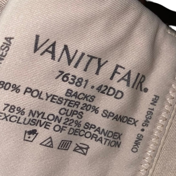Vanity Fair Full Figure Beauty Back Smoothing Minimizer Bra Size 42DD - Picture 6 of 6
